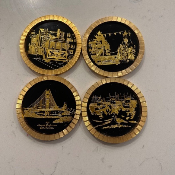 Vintage 1975 Awards Conference San Francisco Diamond Cut Embossed Coasters - Picture 1 of 7